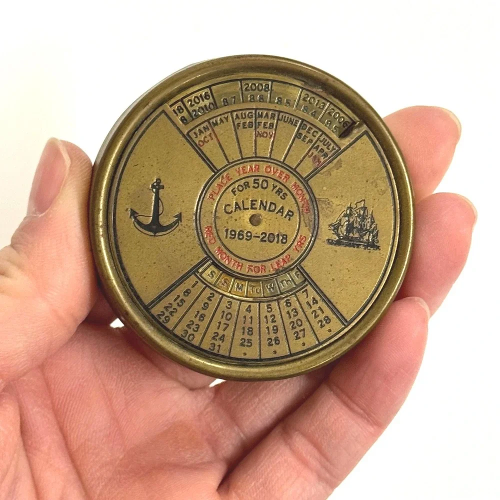 Vintage Brass 50 year calendar 1969-2018